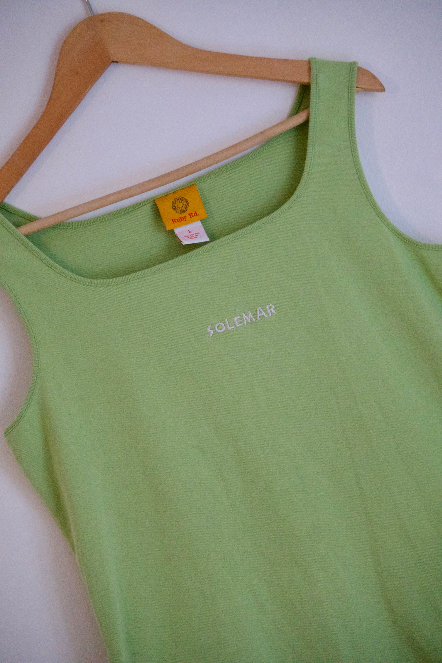 Size Large Embroidered Light Green SOLEMAR Tank