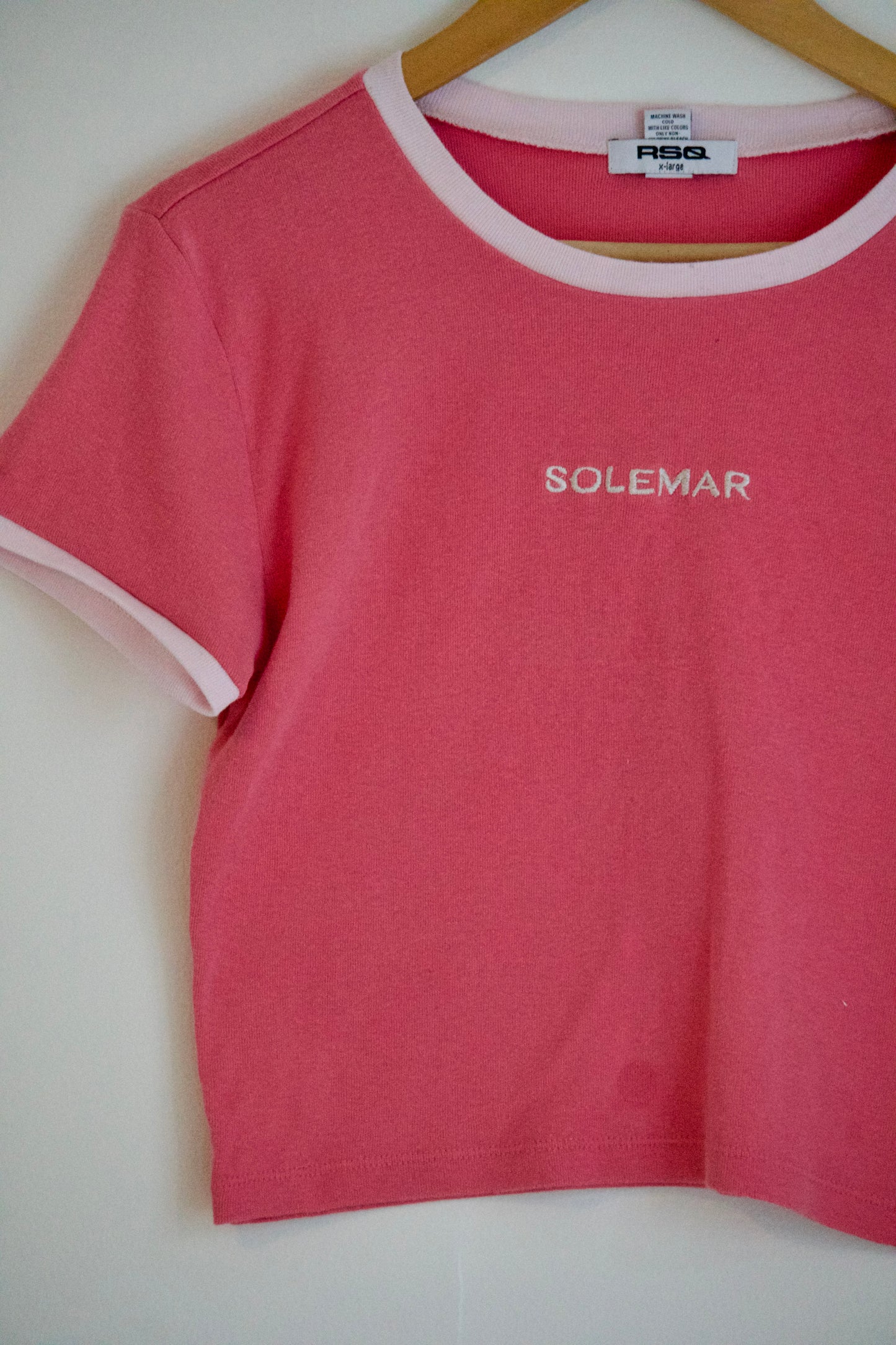 Size M Embroidered Solemar Tee in PINK