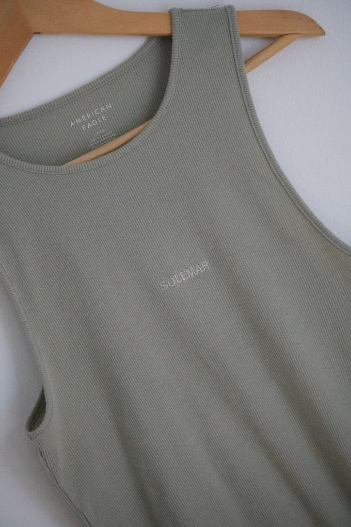 LARGE Embroidered SOLEMAR Tank in Green