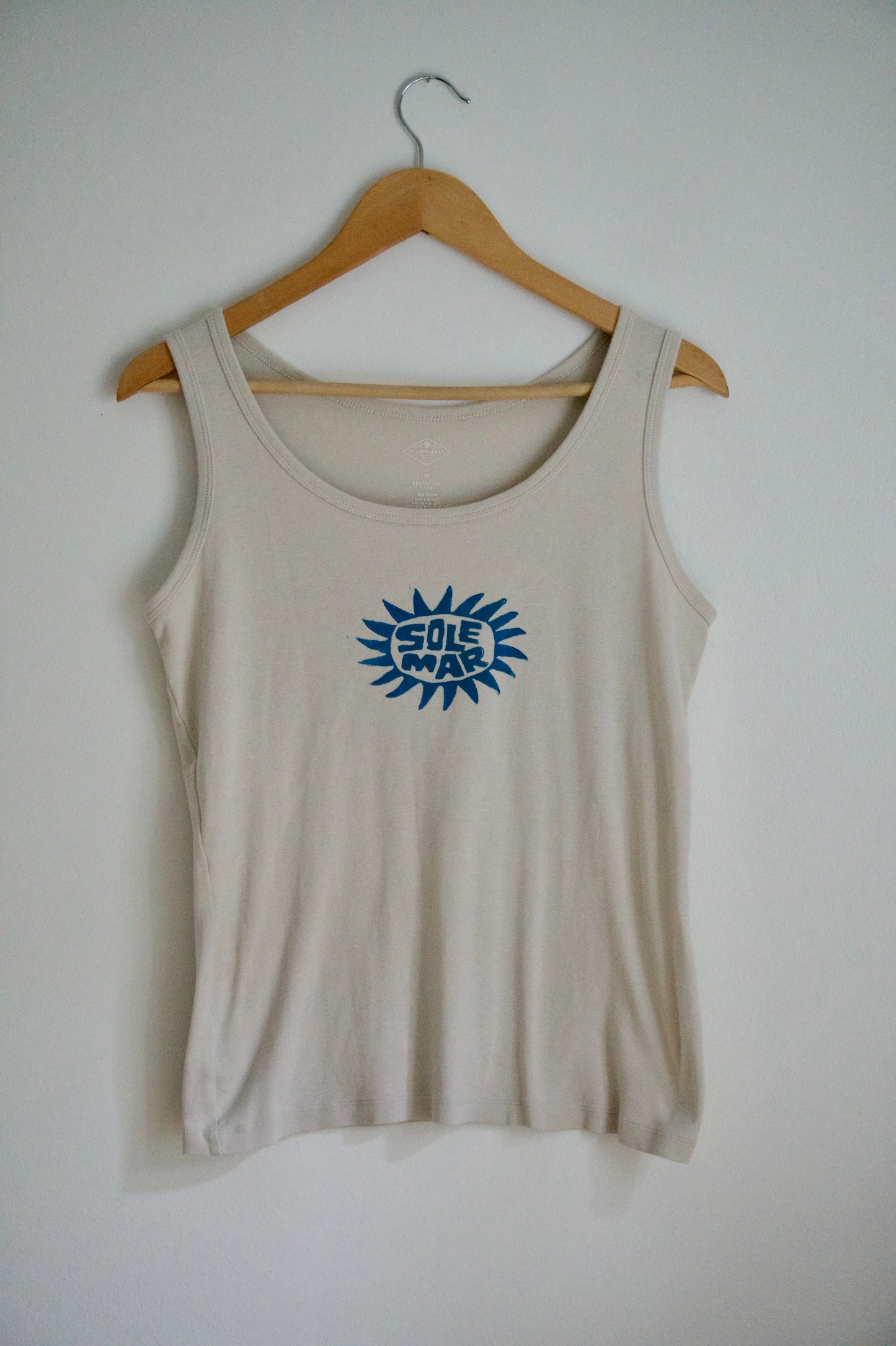Size Large SOLEMAR Sun Stamped Tank in Cream