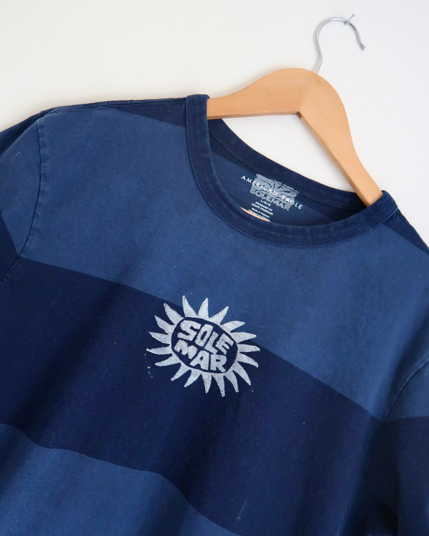 Navy and Blue Stripes Stamped SOLEMAR Tee
