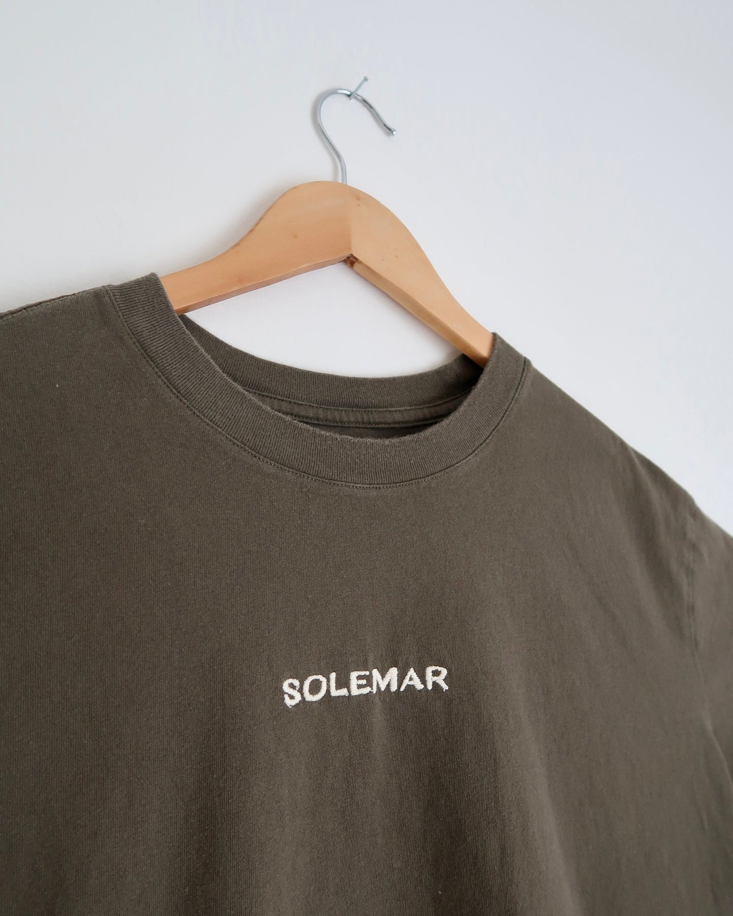 Size Large Embroidered SOLEMAR Tee in GREEN