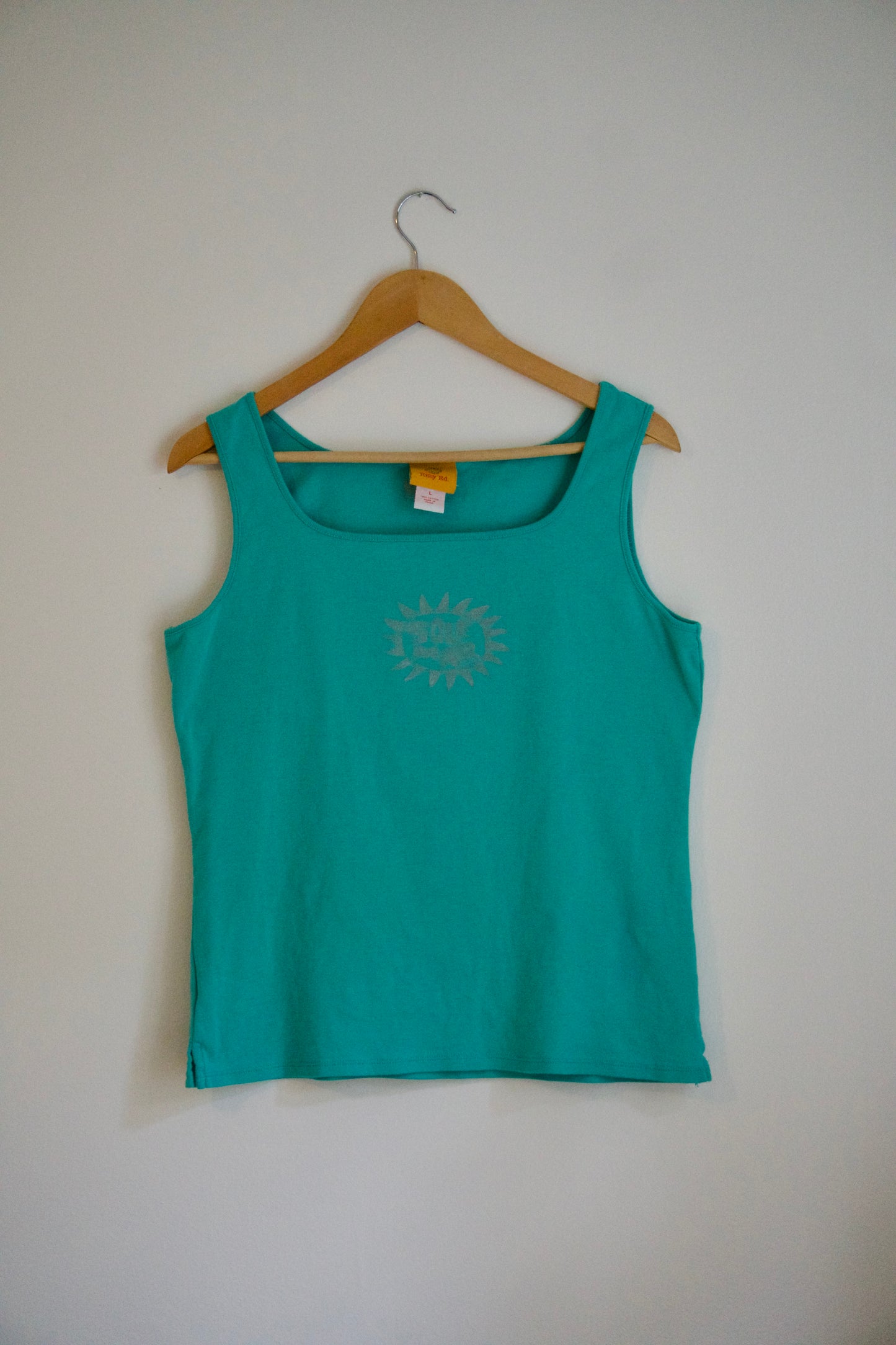 Size Large SOLEMAR Sun Stamped Tank in Aqua
