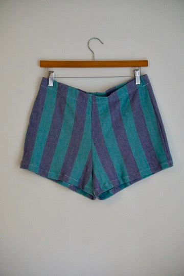 Chica Micro Shorties in Teal & Purple Stripes