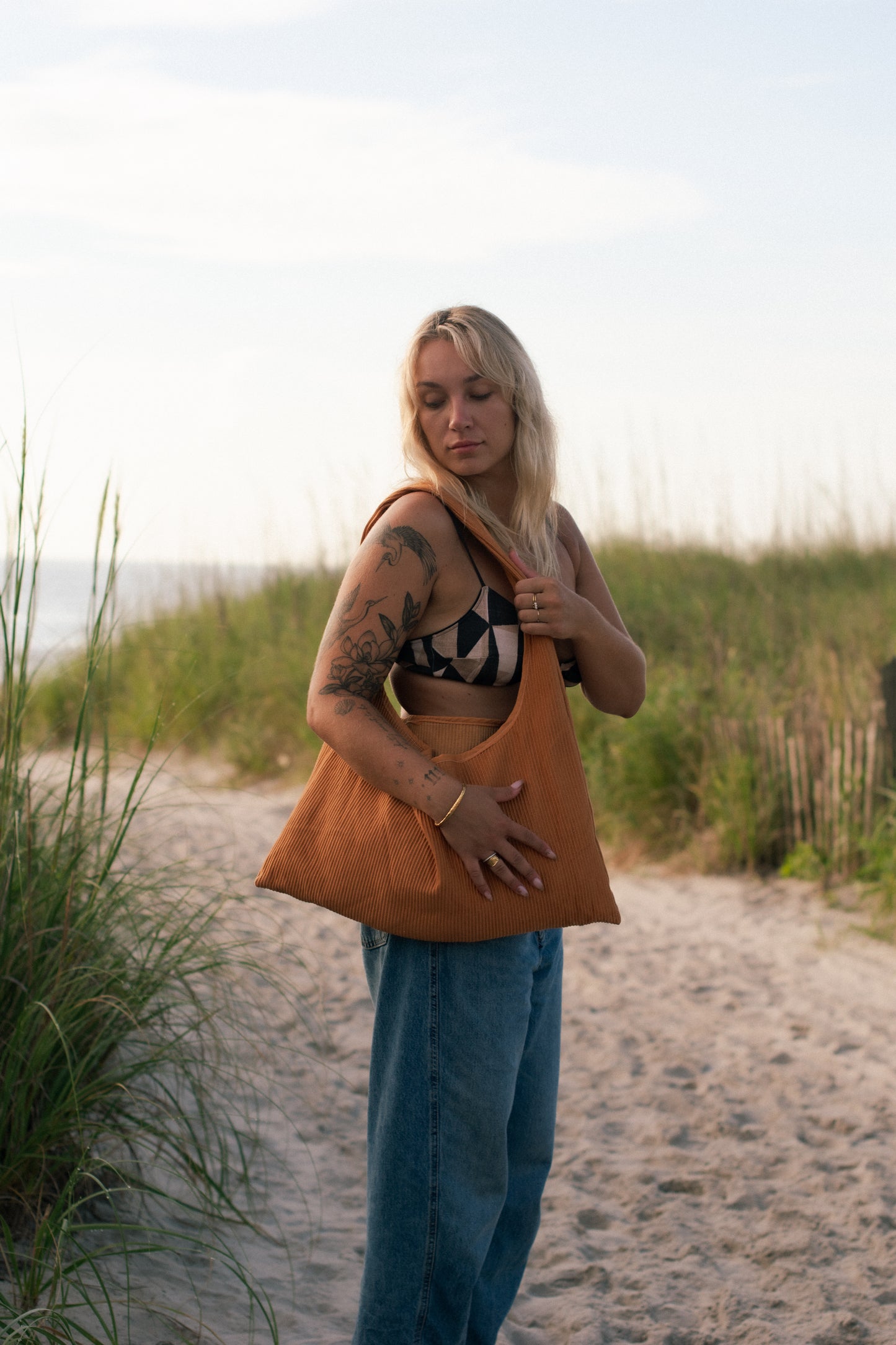 Orange Shoulder Sling Tote