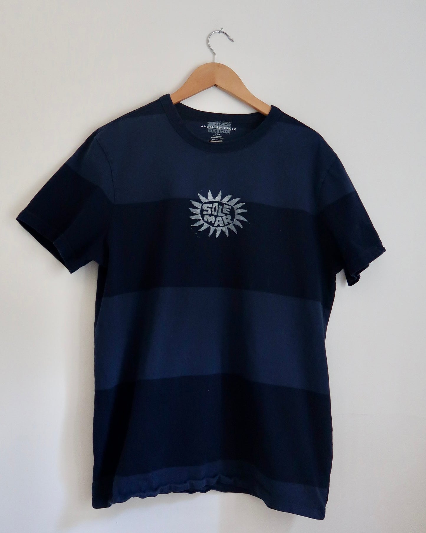 Navy and Blue Stripes Stamped SOLEMAR Tee
