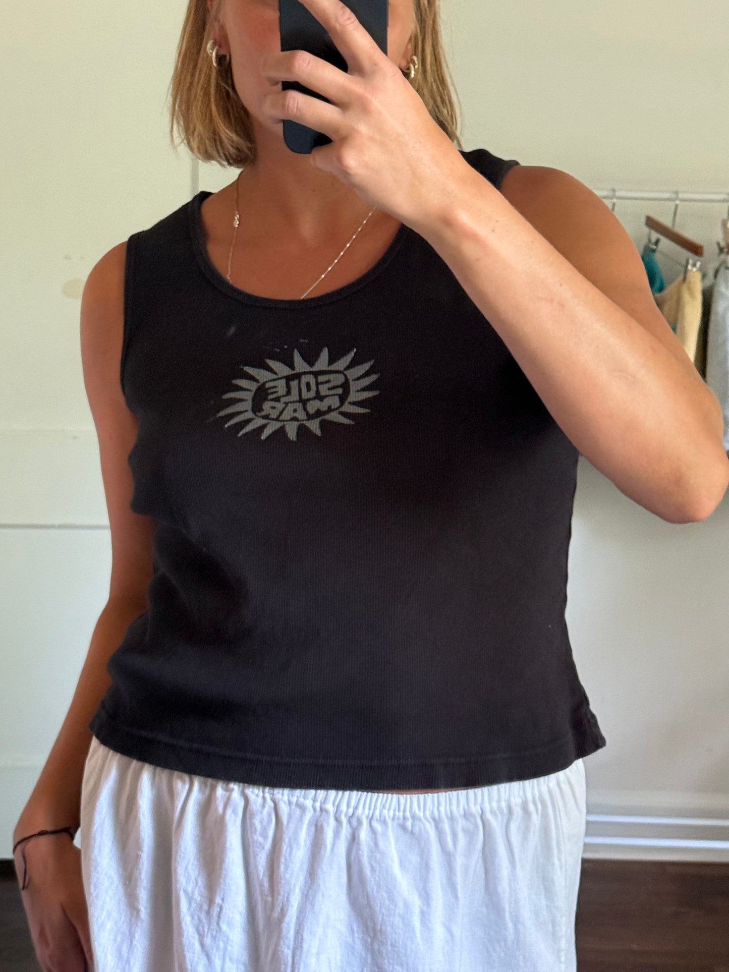 Size XL SOLEMAR Sun Stamped Tank in Black