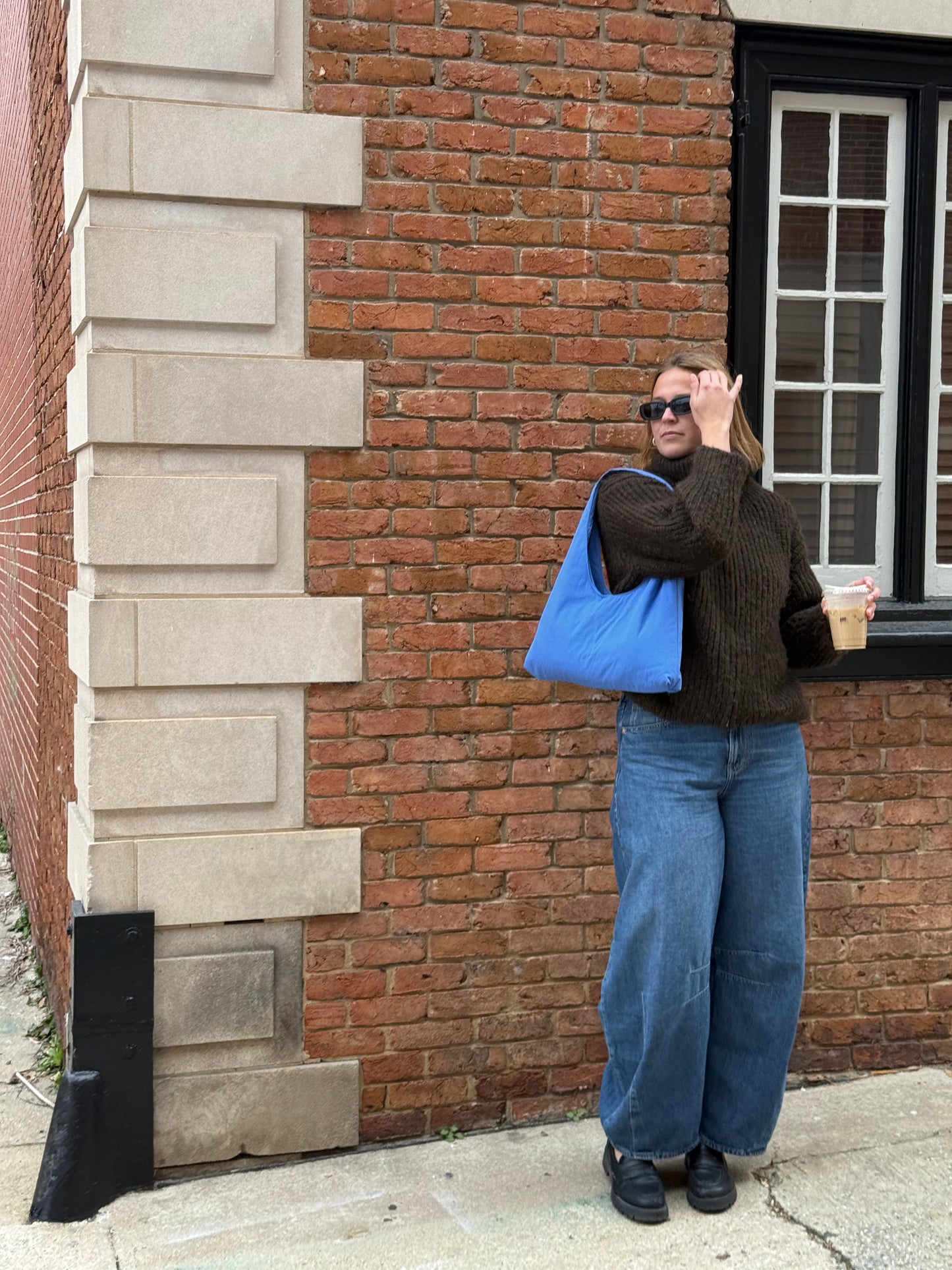 Blue Cotton Triangle Tote