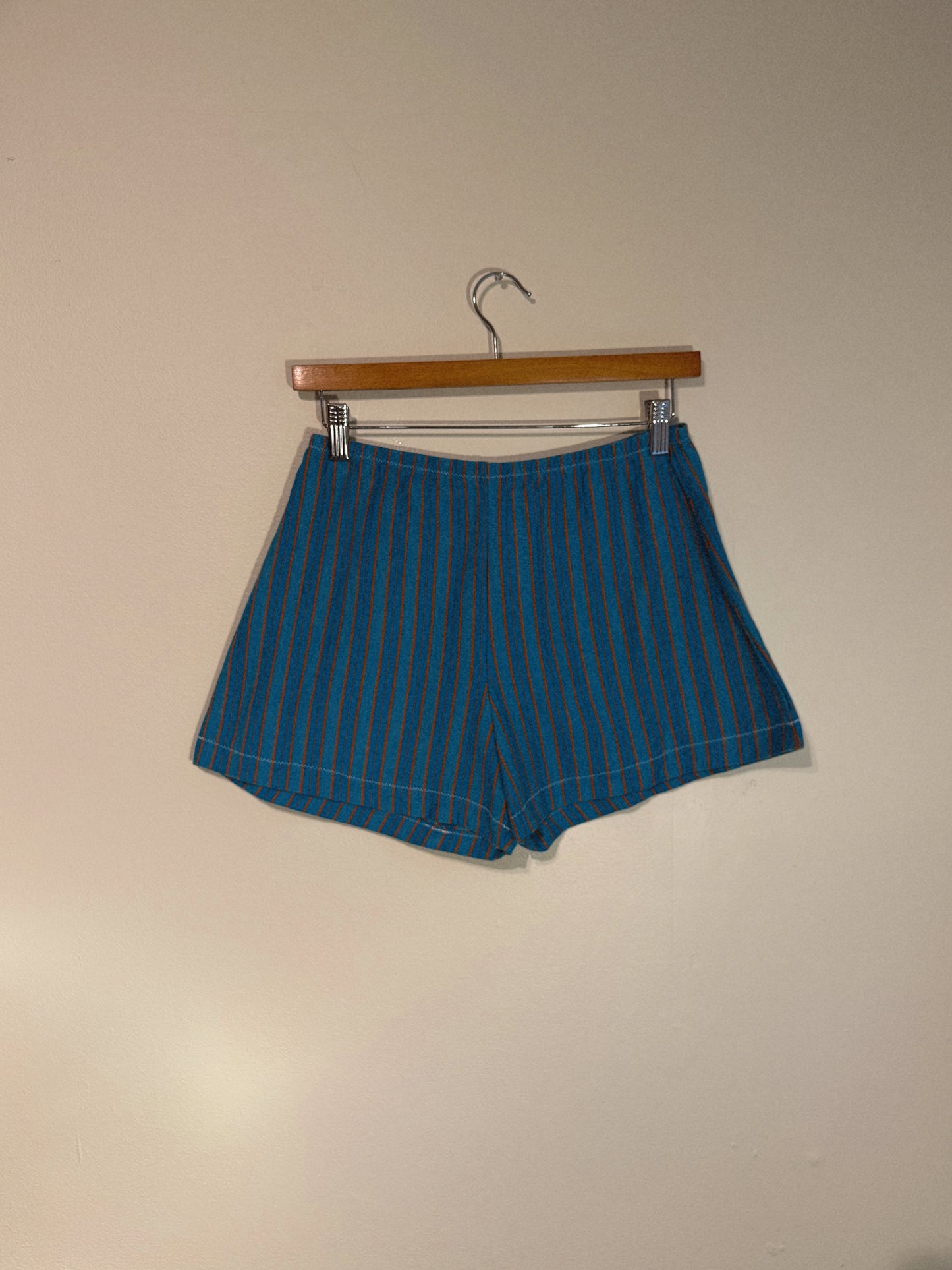 Chica Micro Shorties in Teal and Orange Stripes
