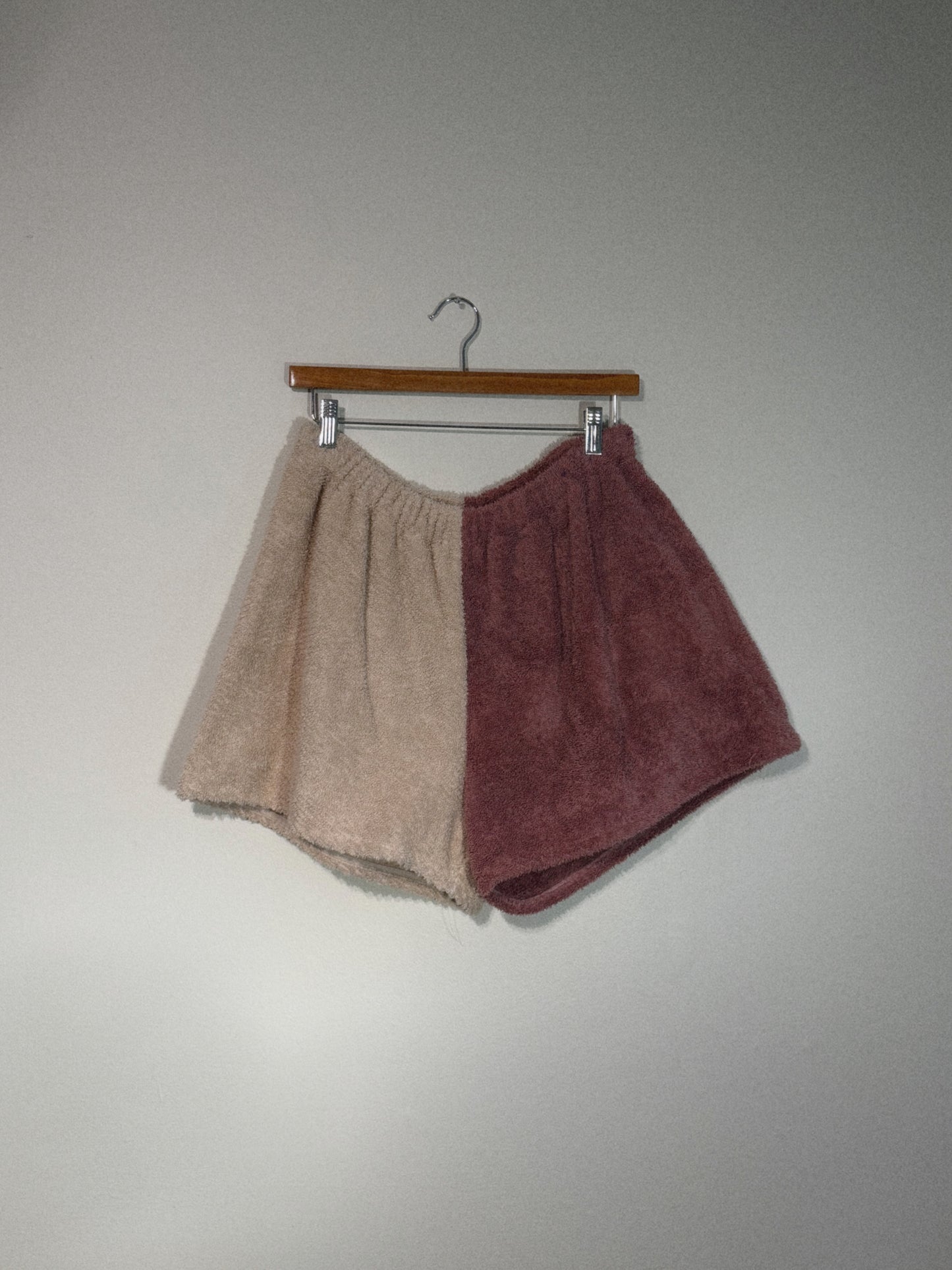 Towel Shorts in Tan and Coral