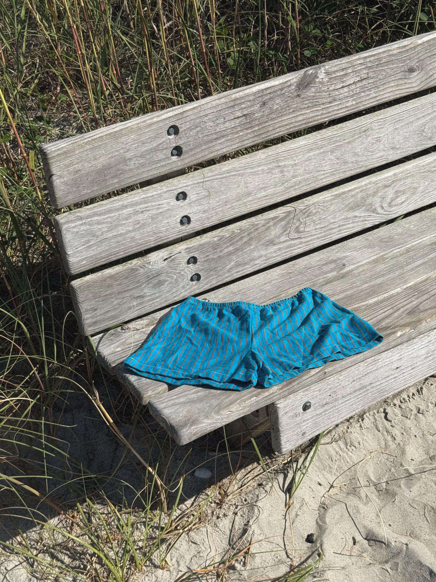 Chica Micro Shorties in Teal and Orange Stripes