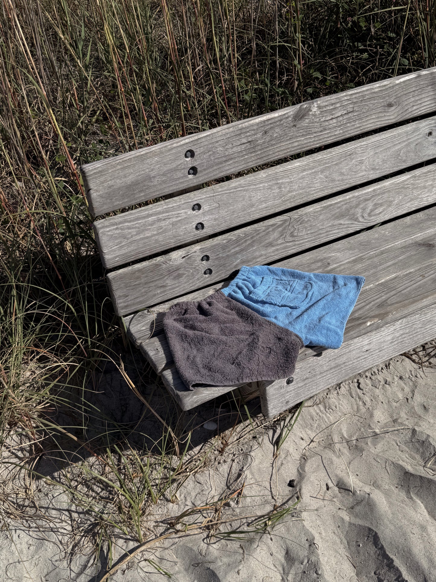 Towel Shorts in Blue and Grey