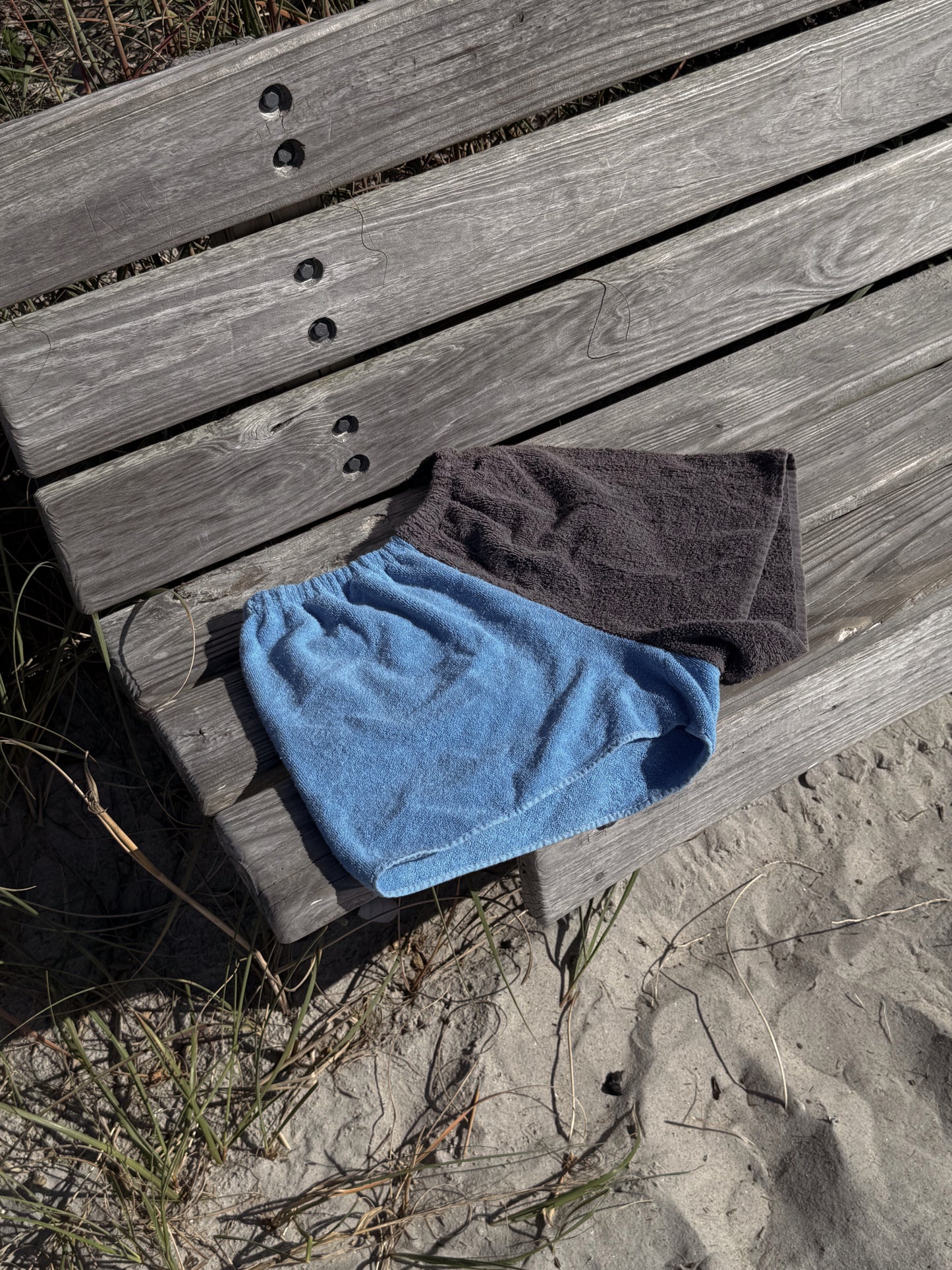 Towel Shorts in Blue and Grey