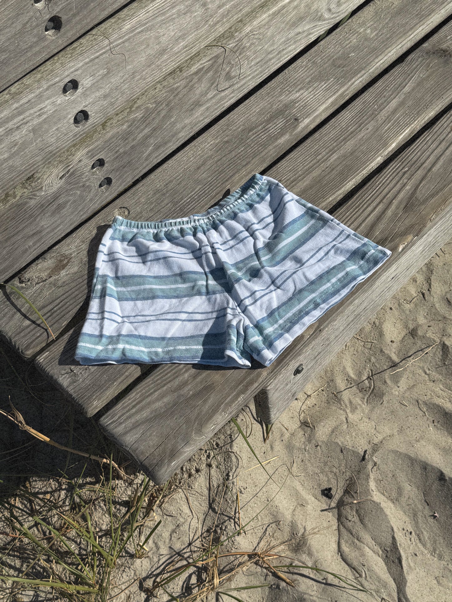 Chica Micro Shorties in Blue and White Stripes