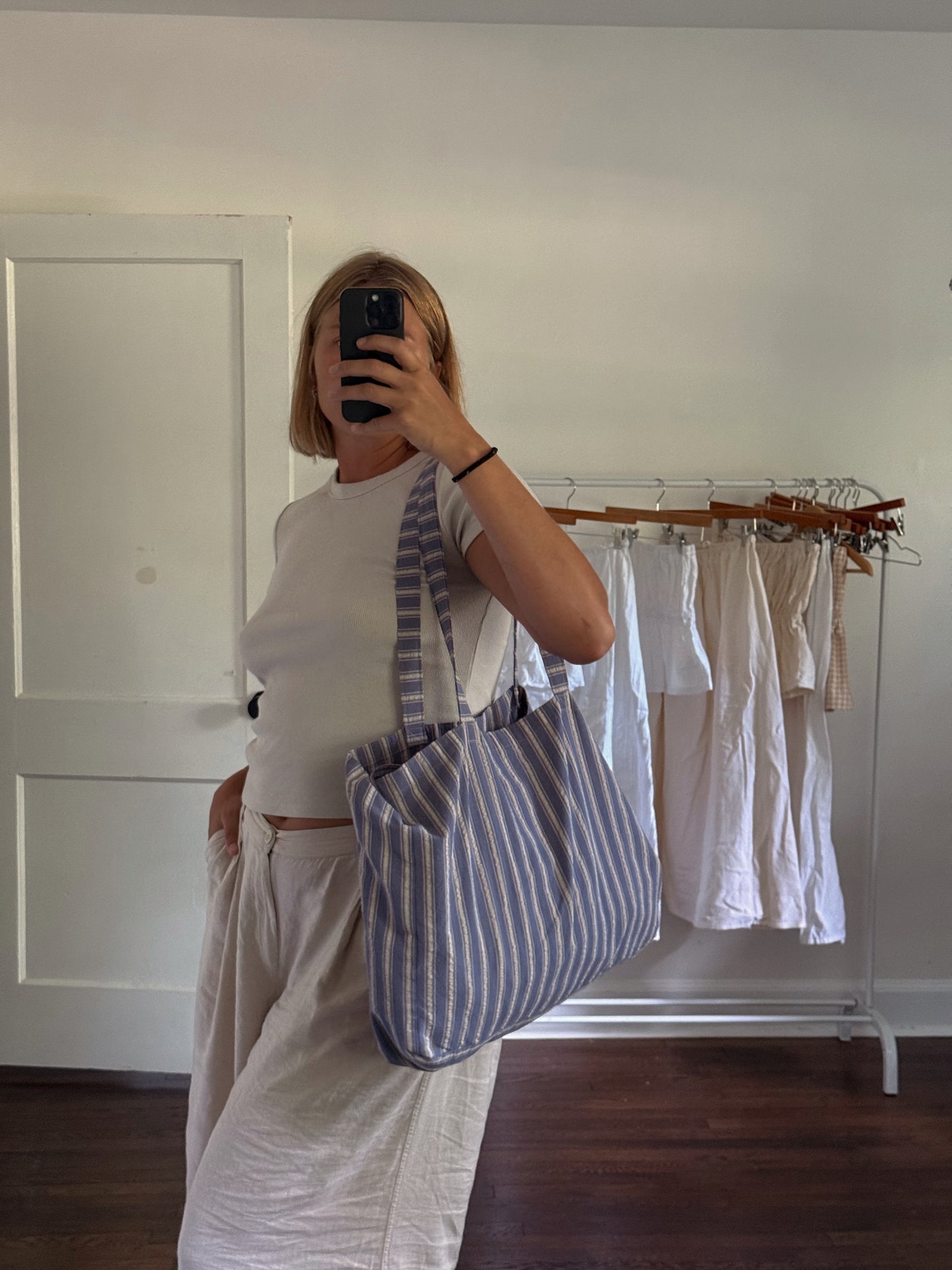 Striped Beach Tote in Blue