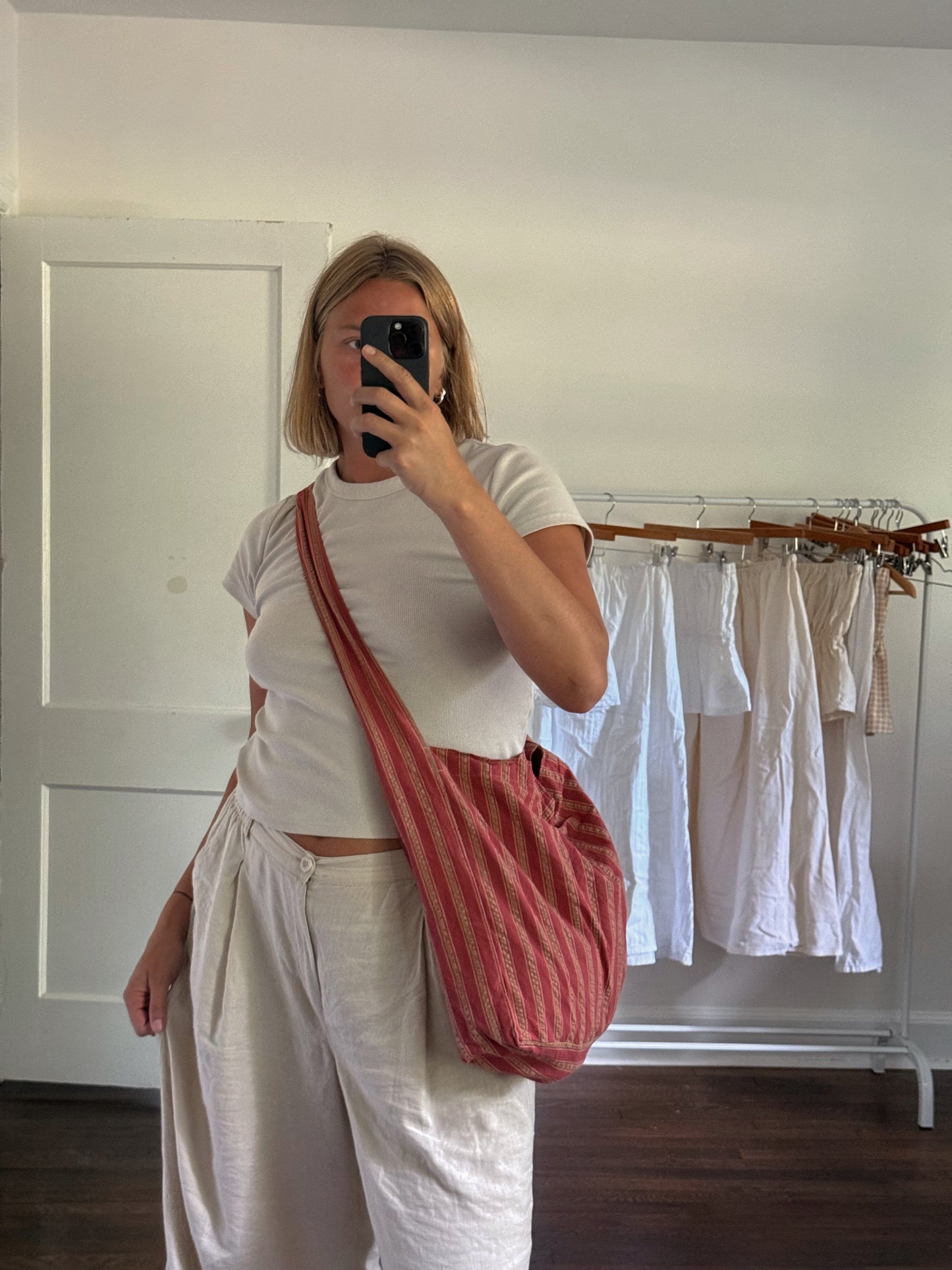 Striped Beach Tote in Red