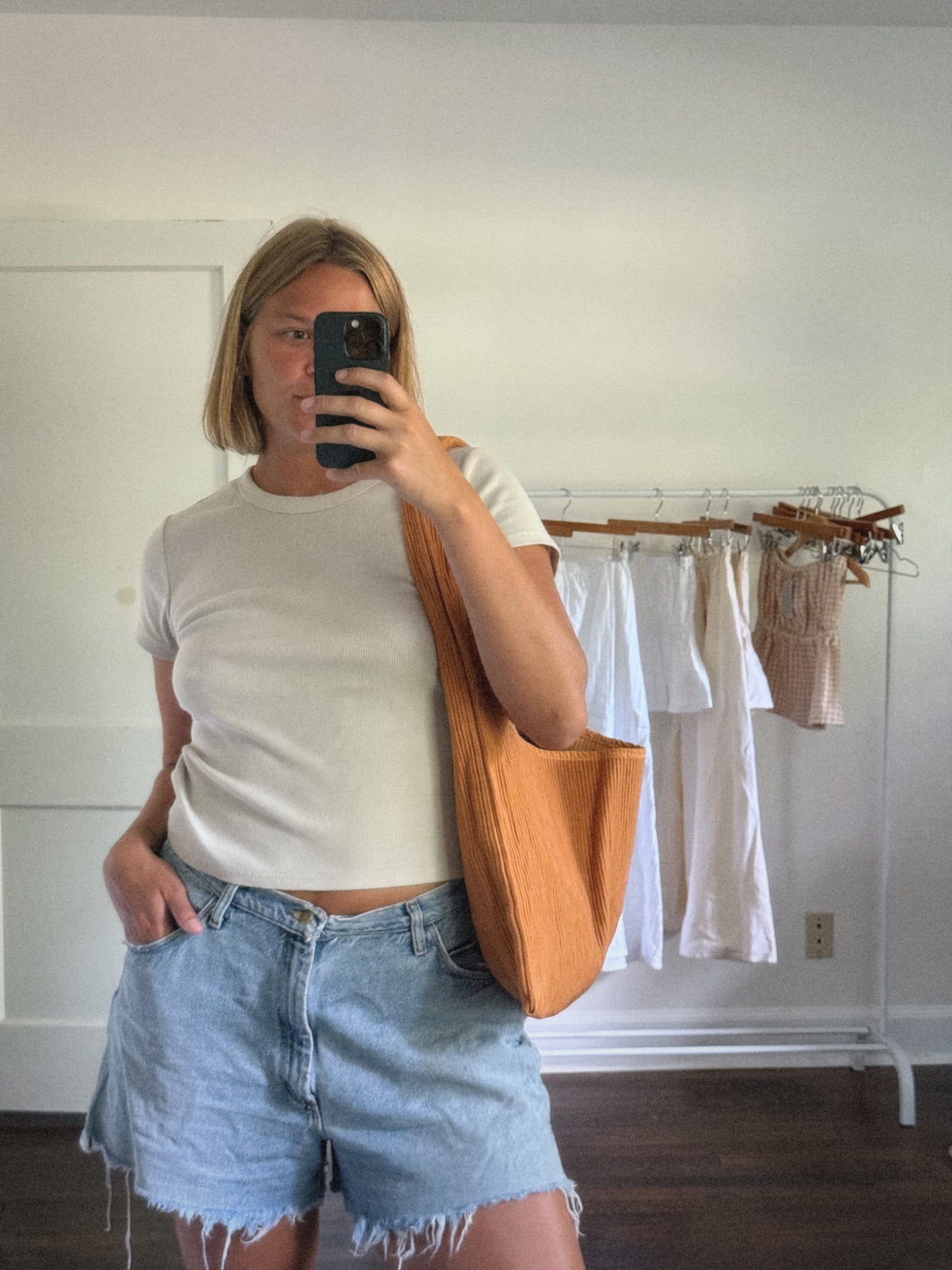 Orange Shoulder Sling Tote