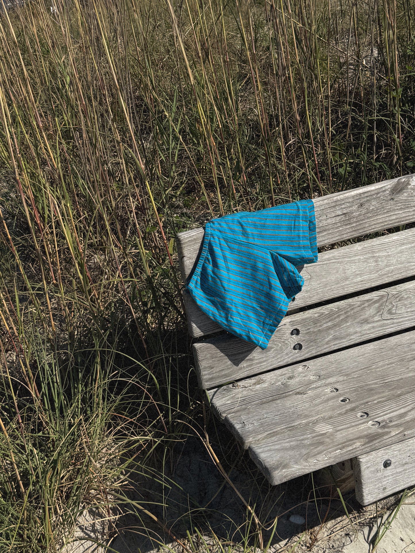 Chica Micro Shorties in Teal and Orange Stripes