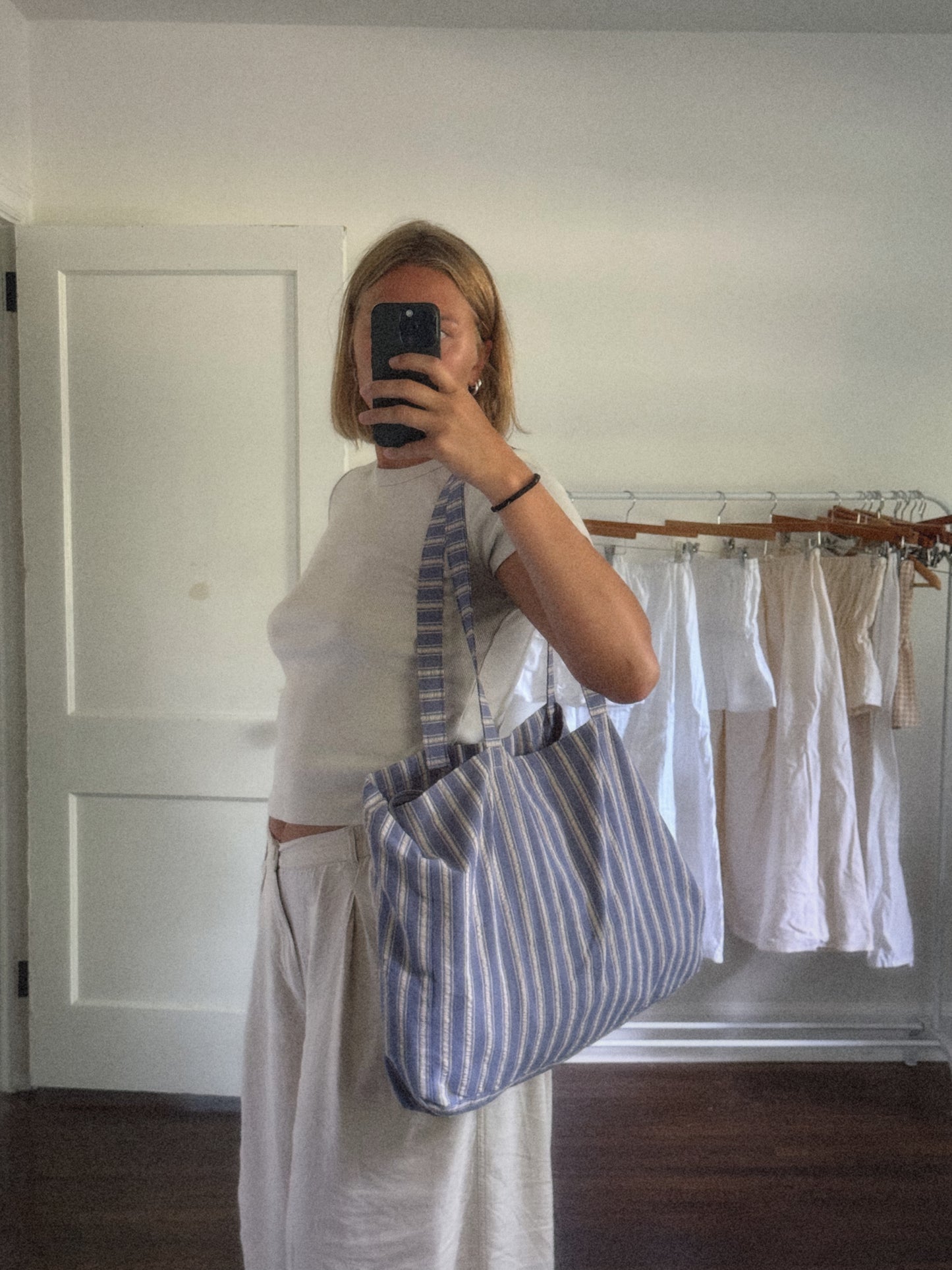 Striped Beach Tote in Blue
