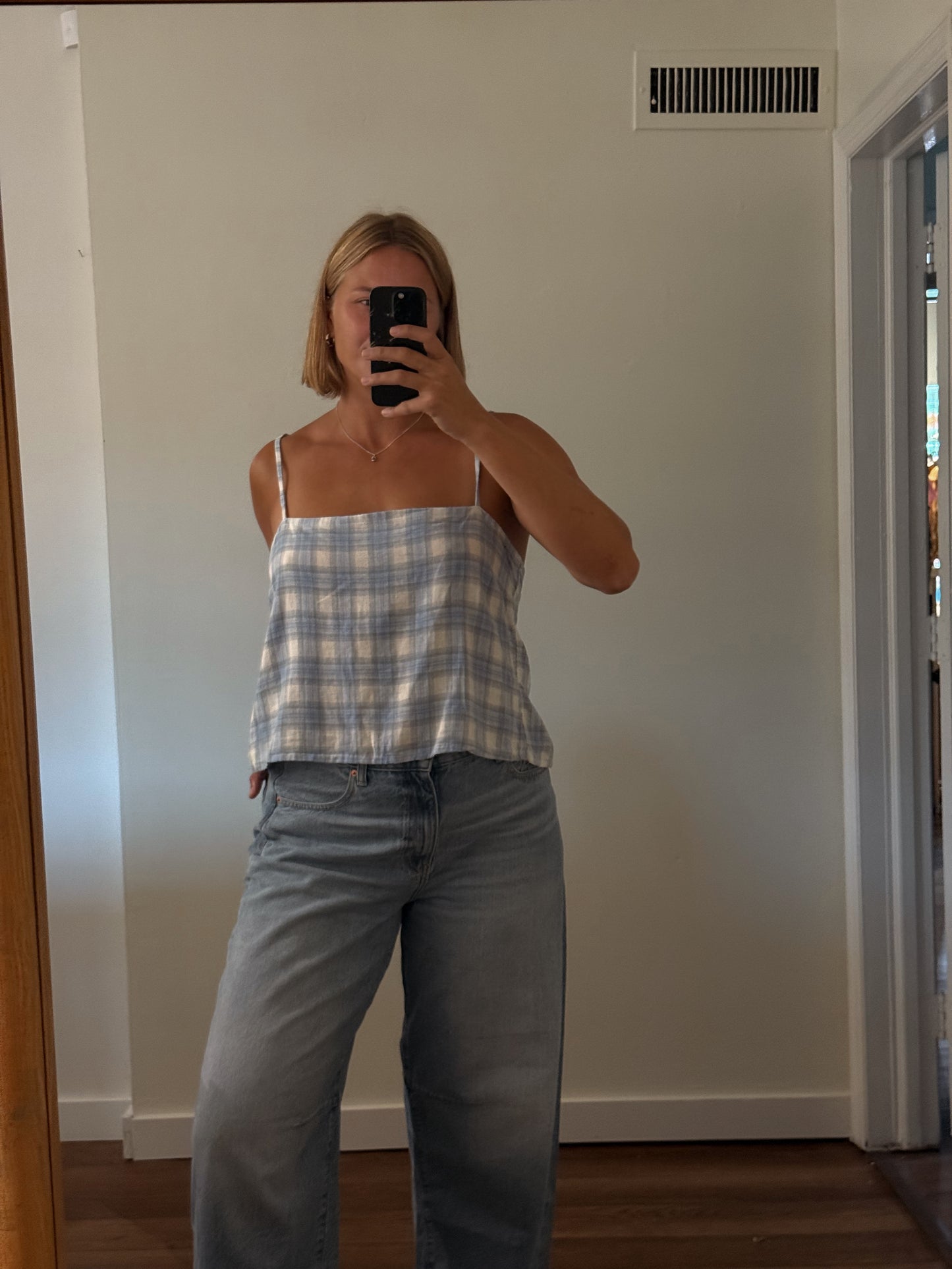 Slip Tank in Blue Plaid