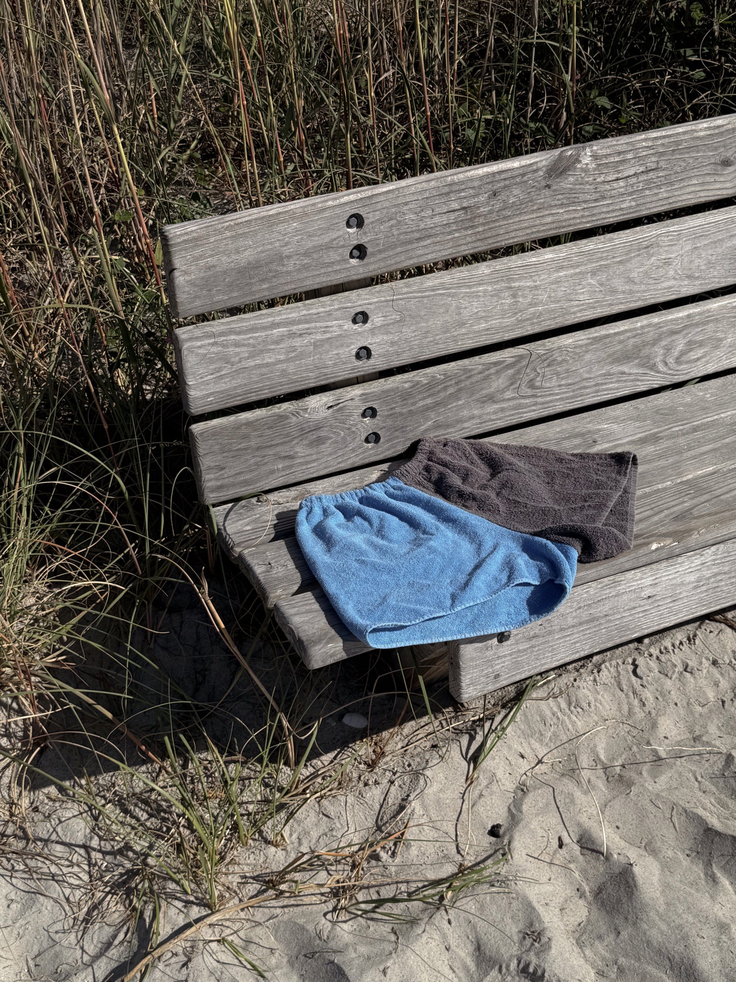 Towel Shorts in Blue and Grey