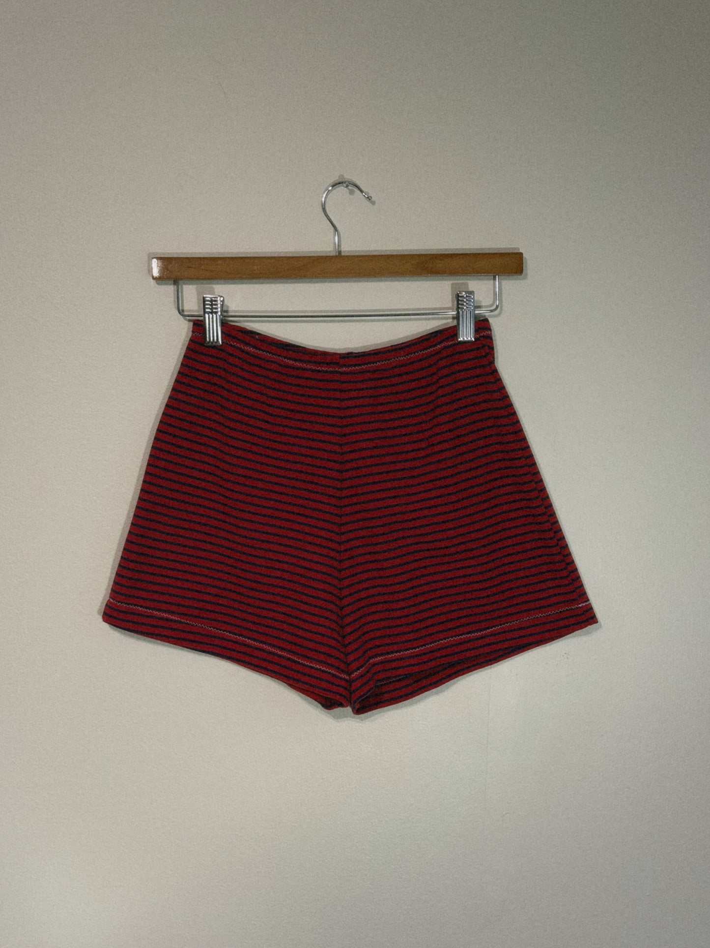 Chica Micro Shorties in Black and Red Mini Stripes
