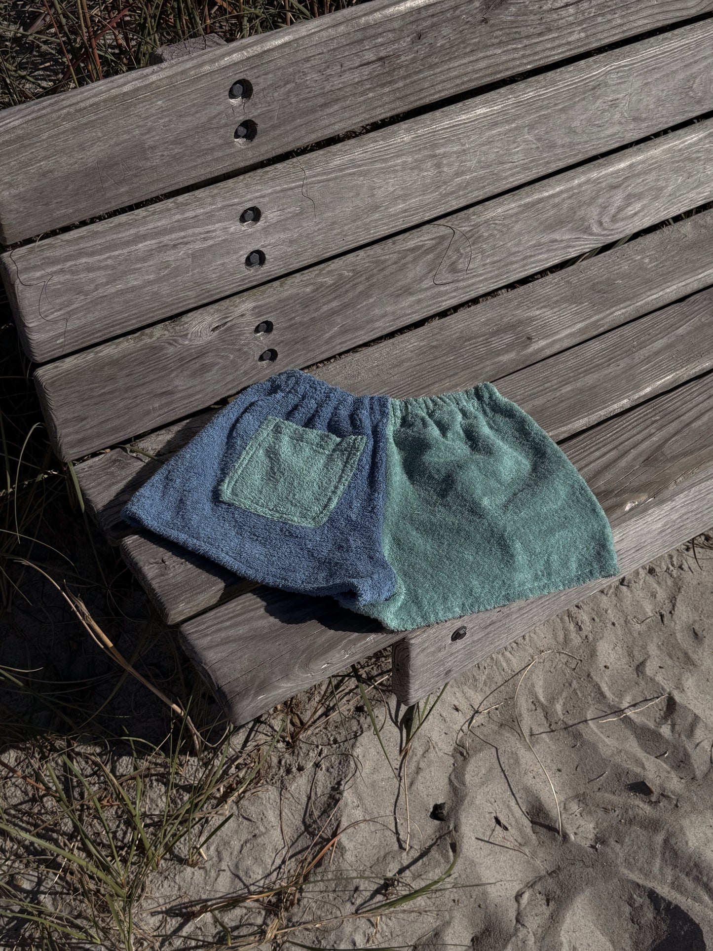 Towel Shorts in Blue and Aqua