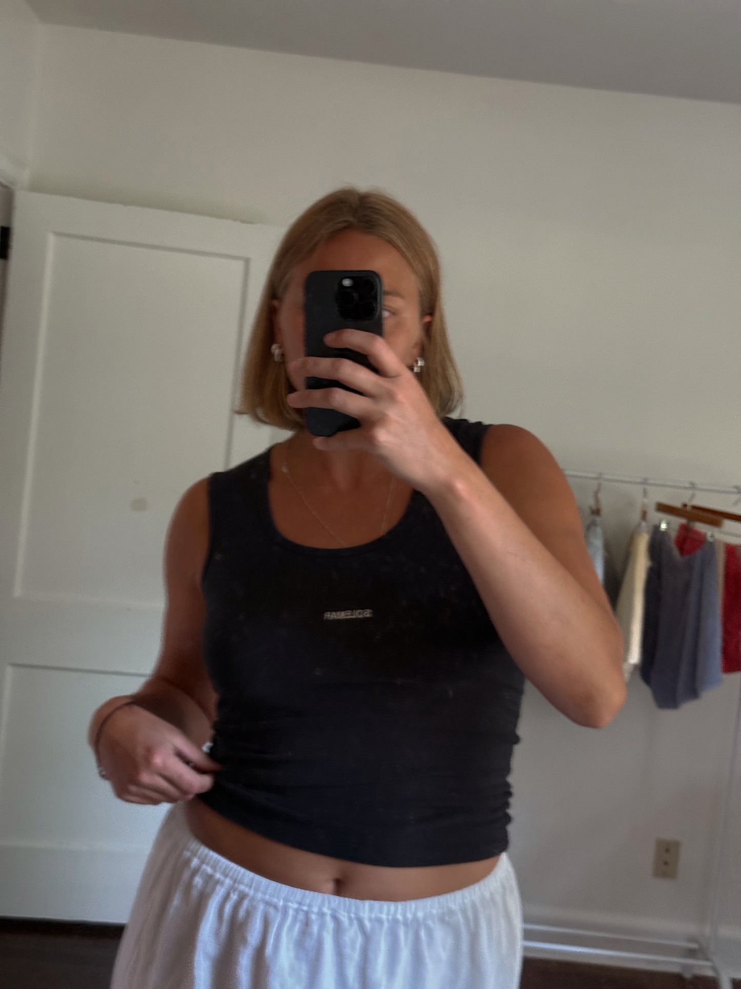 Medium Embroidered SOLEMAR Tank in Black