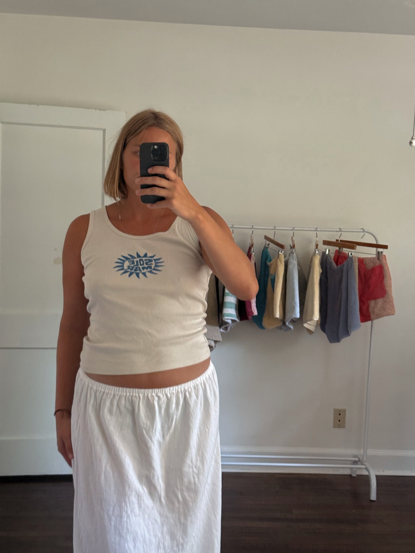 Size Large SOLEMAR Sun Stamped Tank in Cream