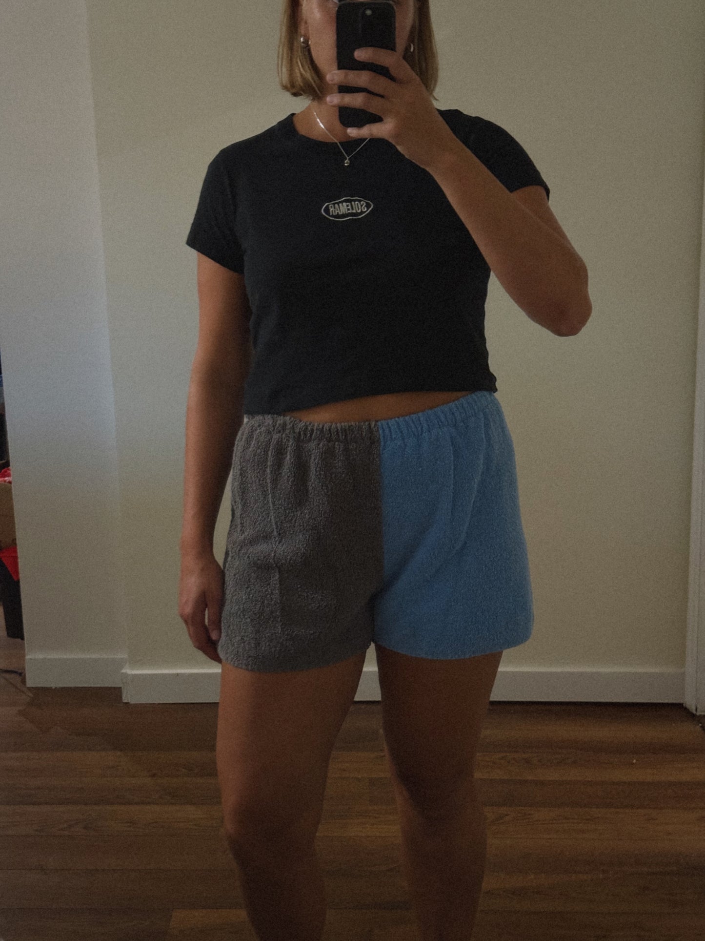 Towel Shorts in Blue and Grey