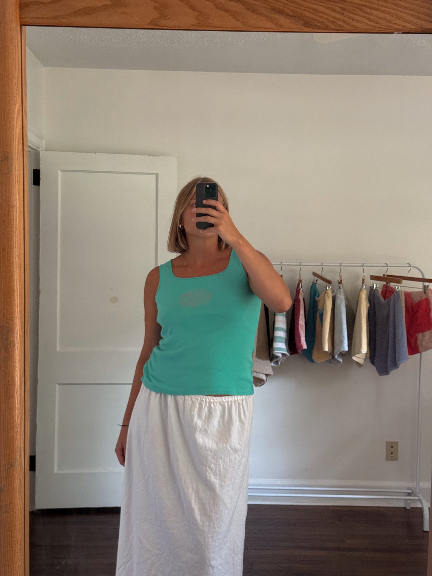 Size Large SOLEMAR Sun Stamped Tank in Aqua