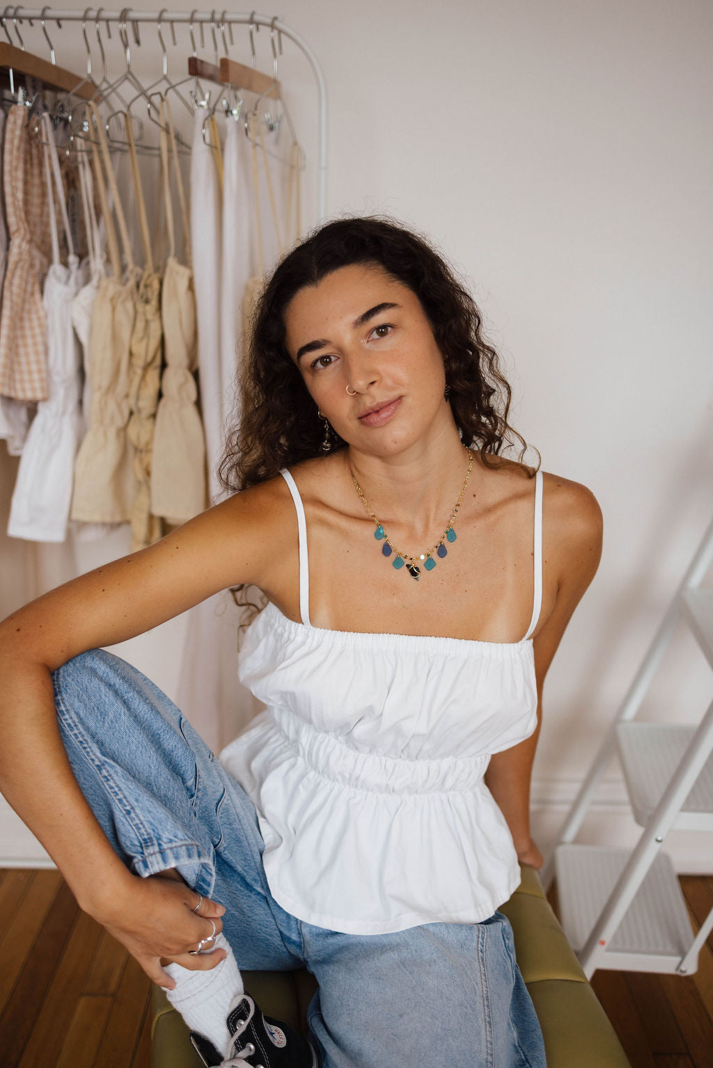 Billie Tank in White Cotton