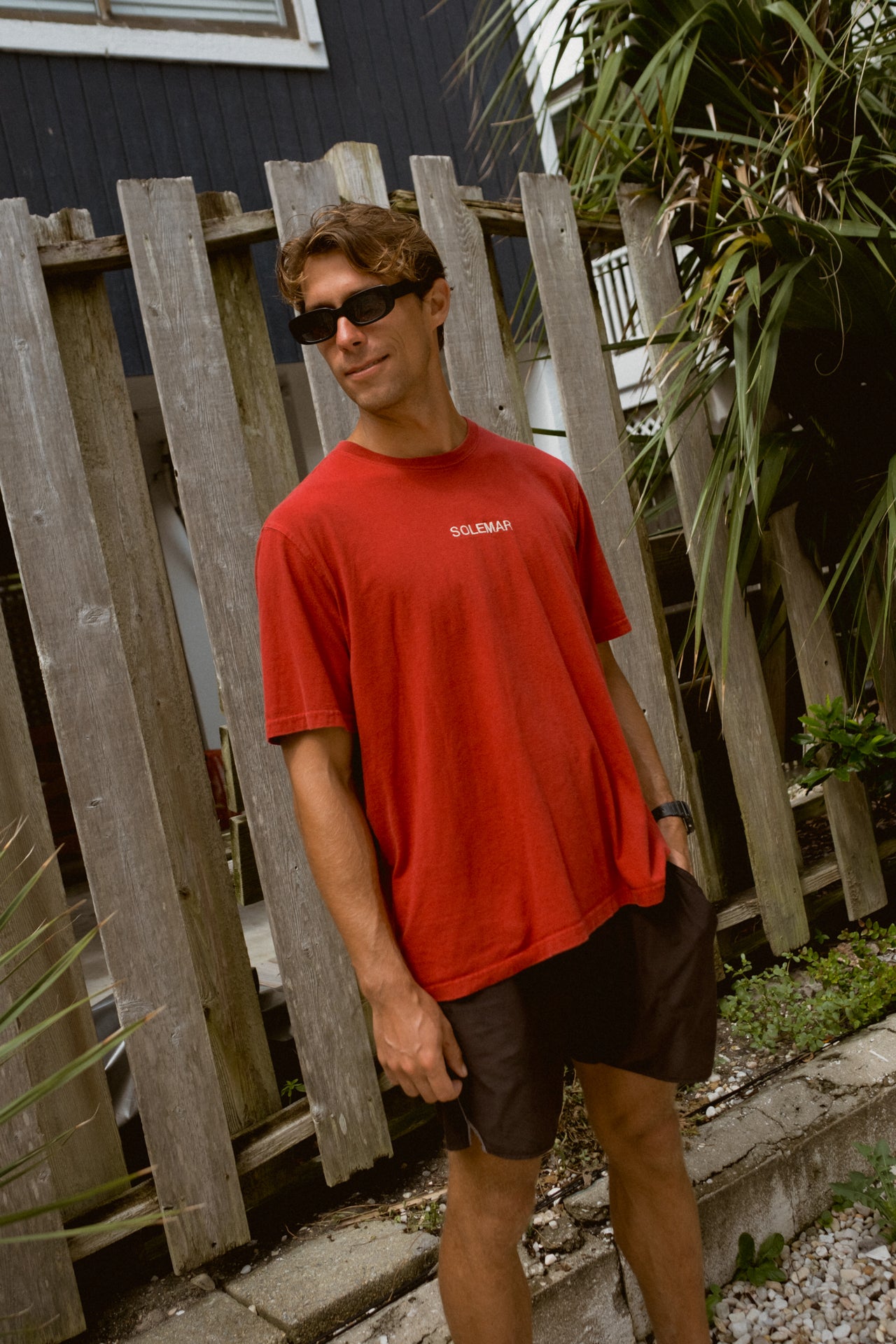 Size XL Embroidered SOLEMAR Tee in Red