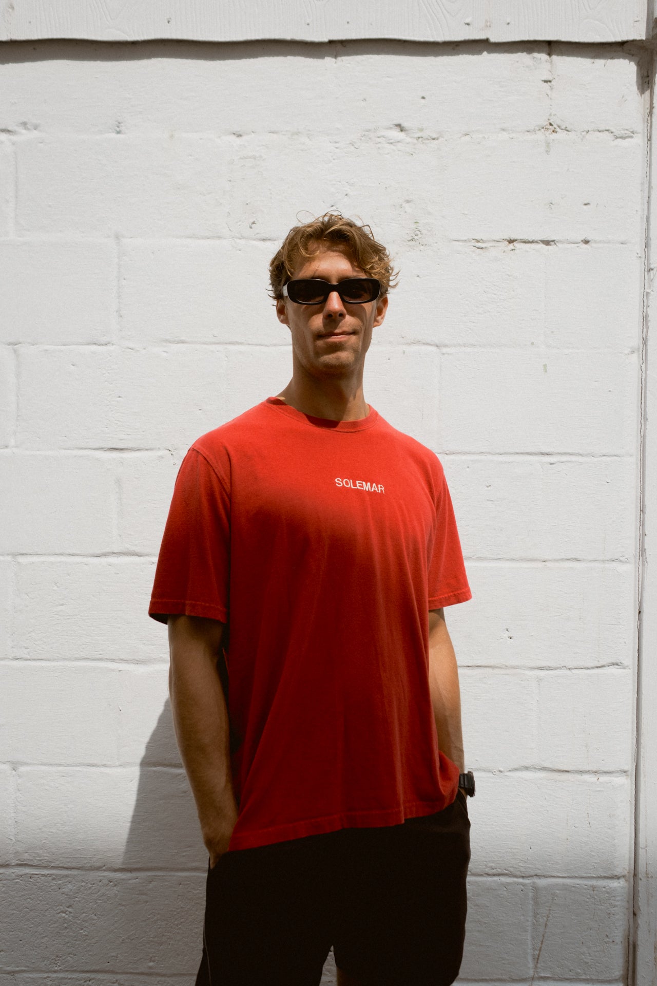 Size XL Embroidered SOLEMAR Tee in Red