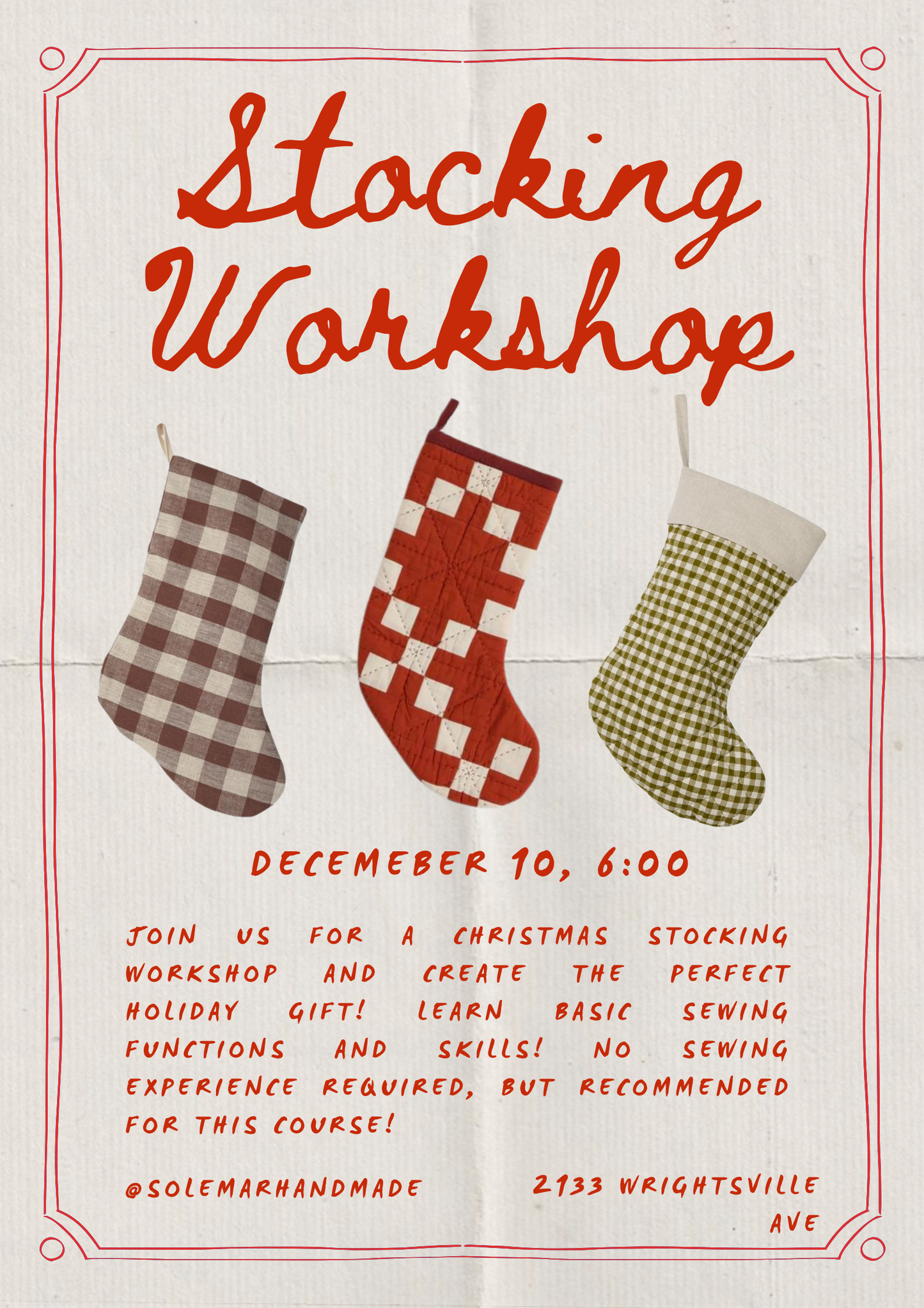 HOLIDAY COURSE SERIES: MAKE YOUR OWN HOLIDAY STOCKING