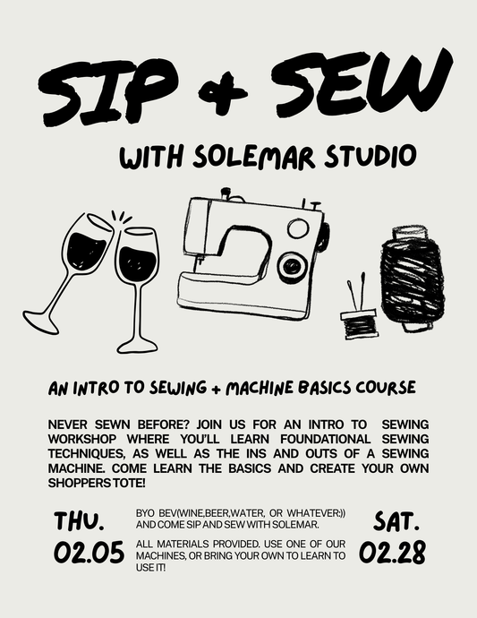 SIP + SEW WOKRSHOP: LEARN TO SEW + MAKE YOUR OWN TOTE