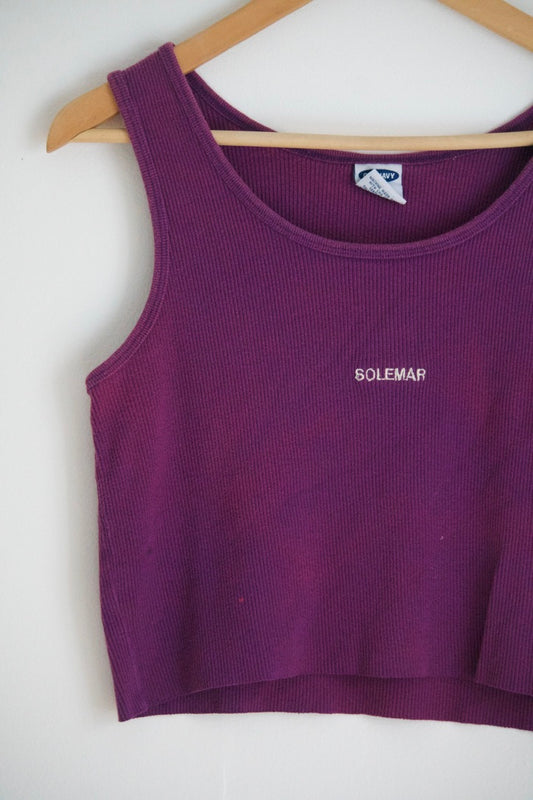 Size Medium Embroidered SOLEMAR Tank in Purple