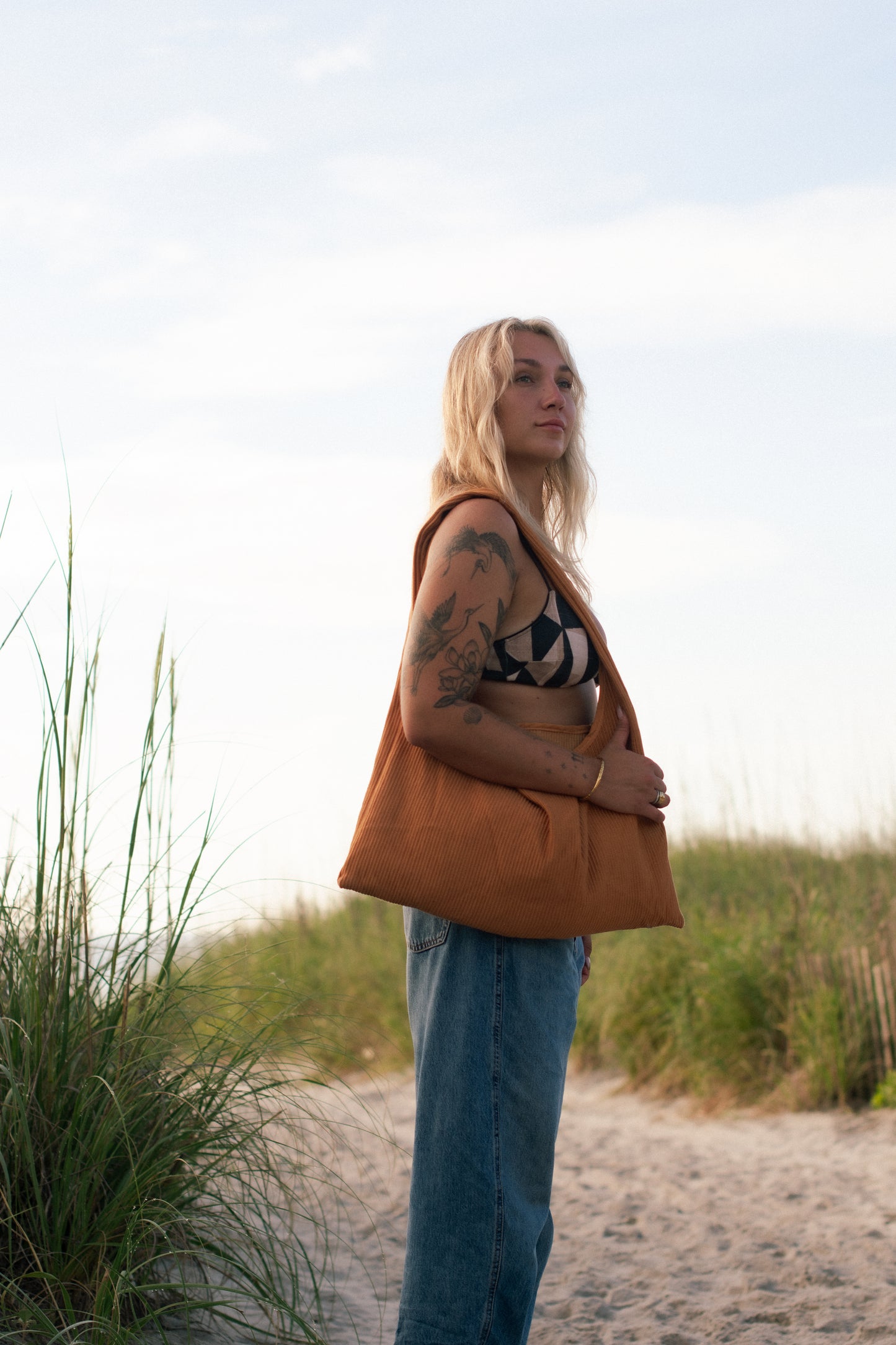 Orange Shoulder Sling Tote