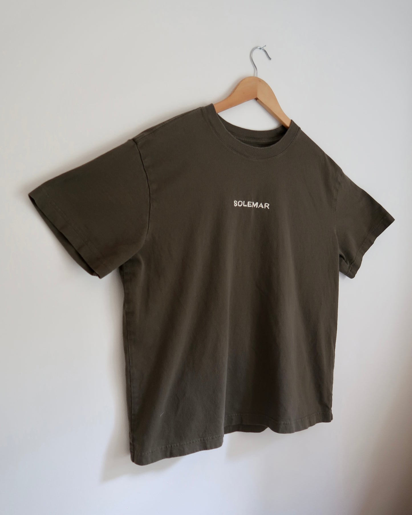 Size Large Embroidered SOLEMAR Tee in GREEN