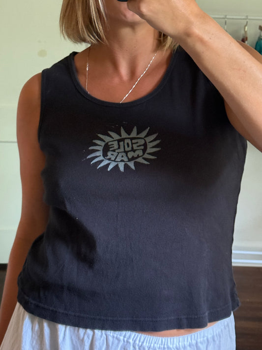 Size XL SOLEMAR Sun Stamped Tank in Black
