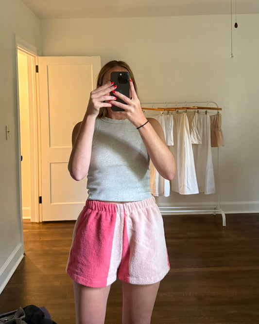 Towel Shorts in Pink