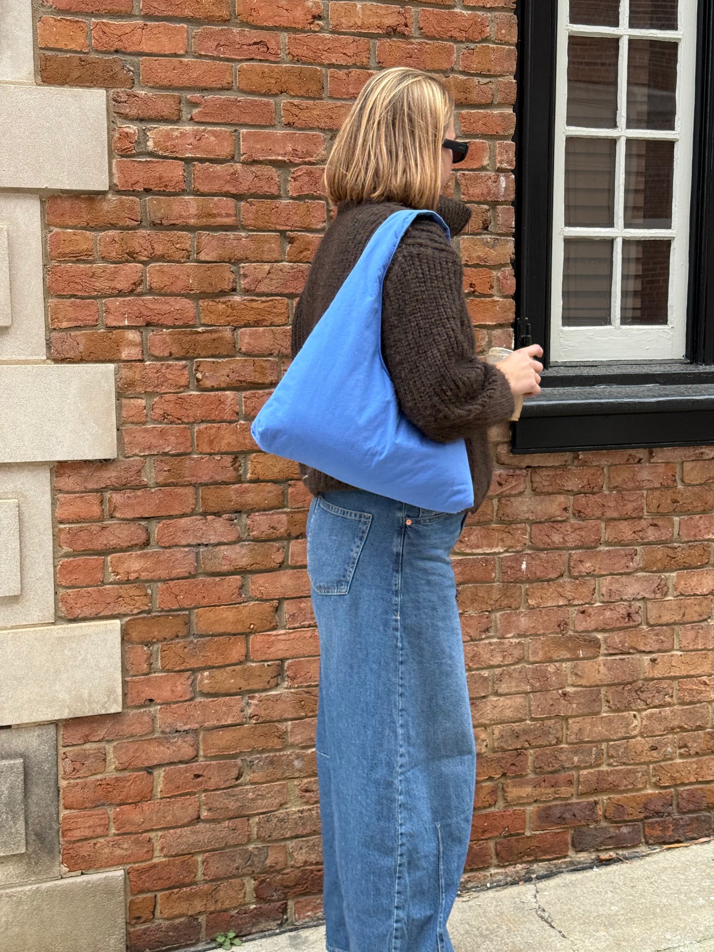 Blue Cotton Triangle Tote