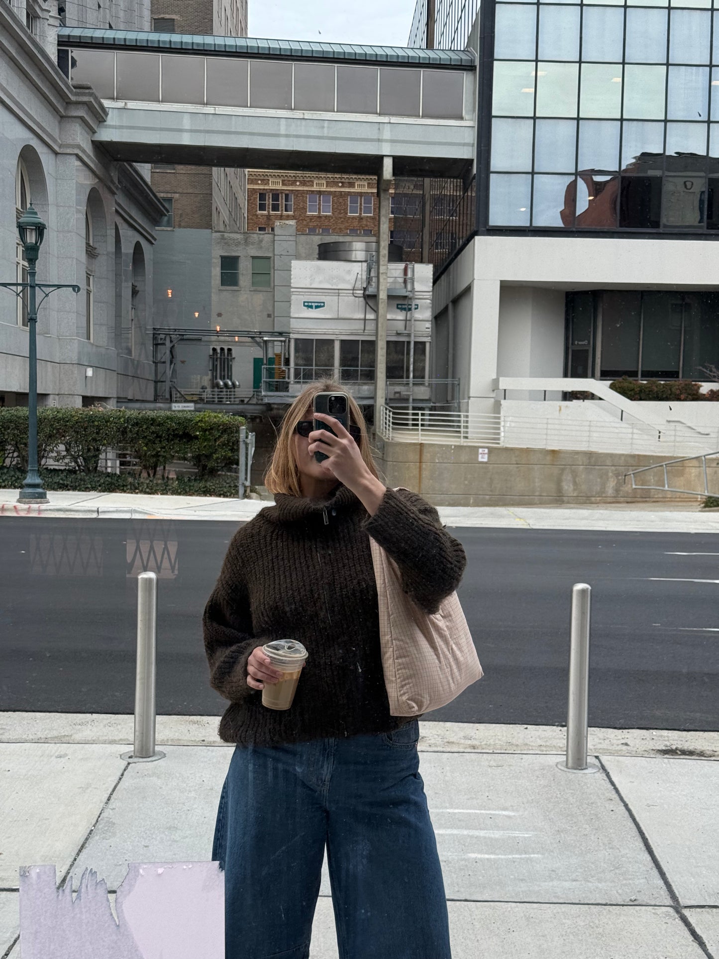 Salmon Squares Triangle Tote