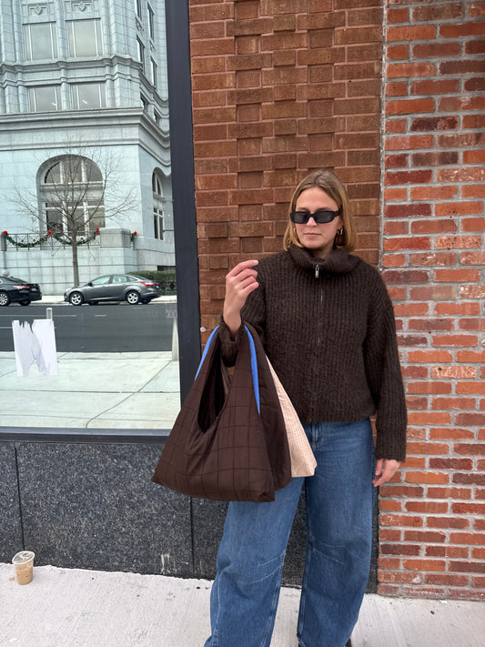 Chocolate Squares Triangle Tote