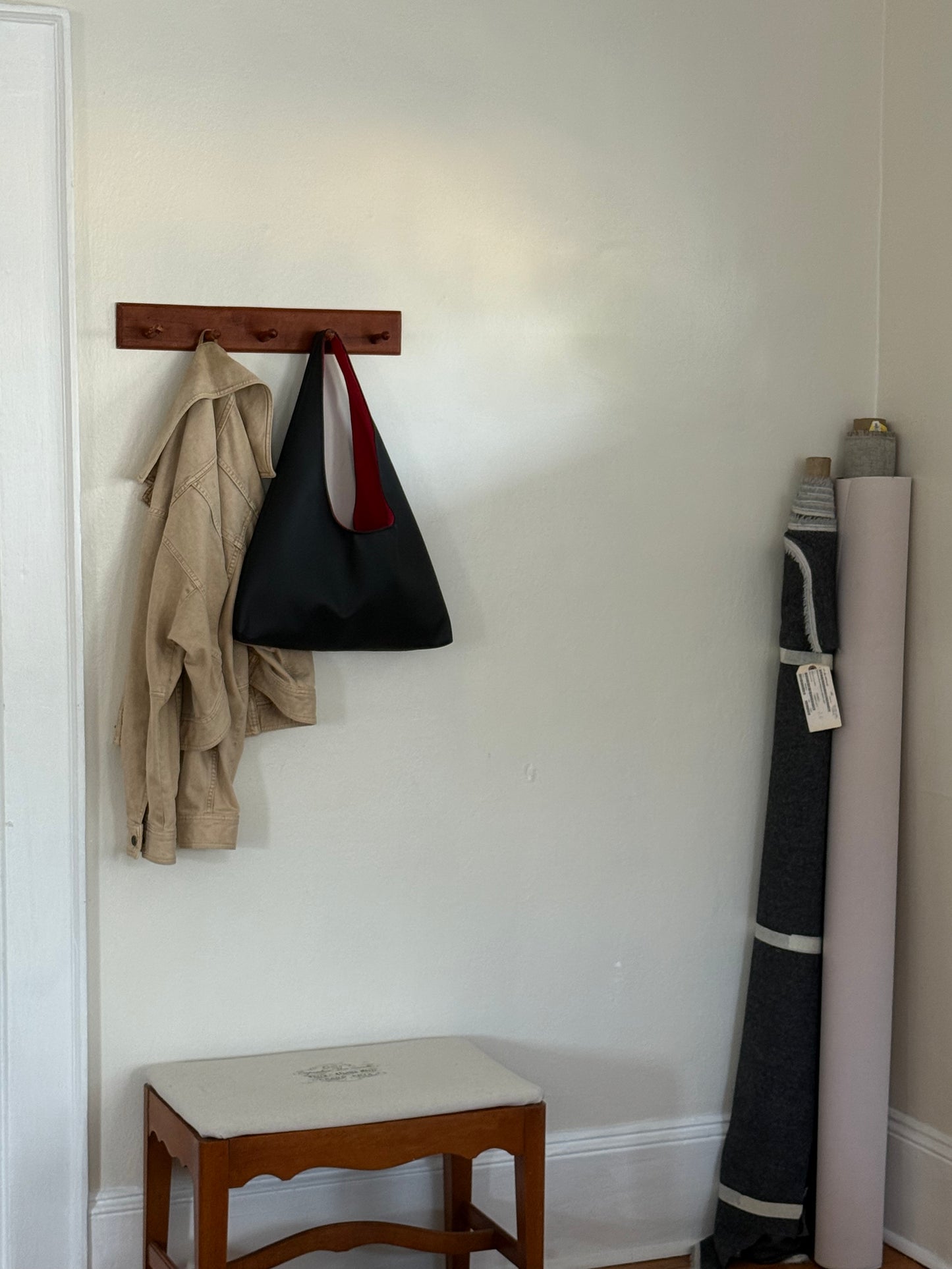 Black Leather Triangle Tote