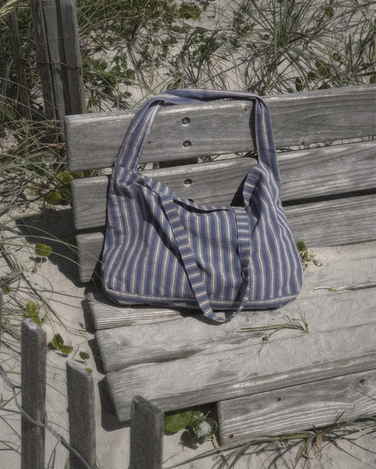 Striped Beach Tote in Blue