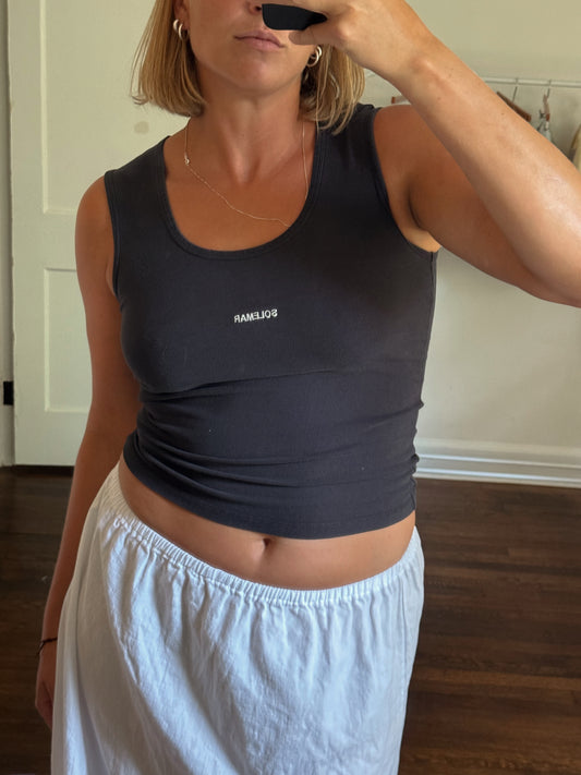 Medium Embroidered SOLEMAR Tank in Black