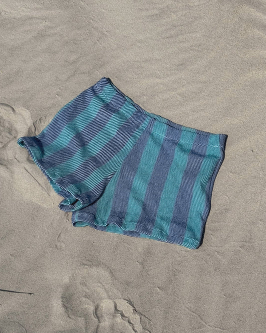 Chica Micro Shorties in Teal & Purple Stripes