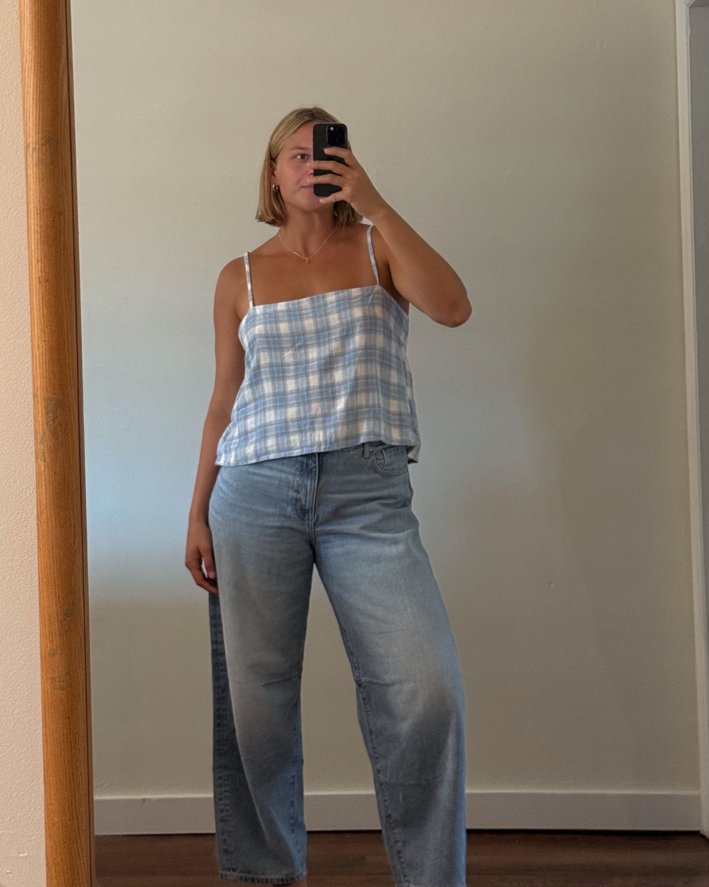 Slip Tank in Blue Plaid