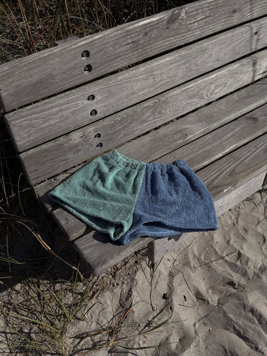 Towel Shorts in Blue and Aqua